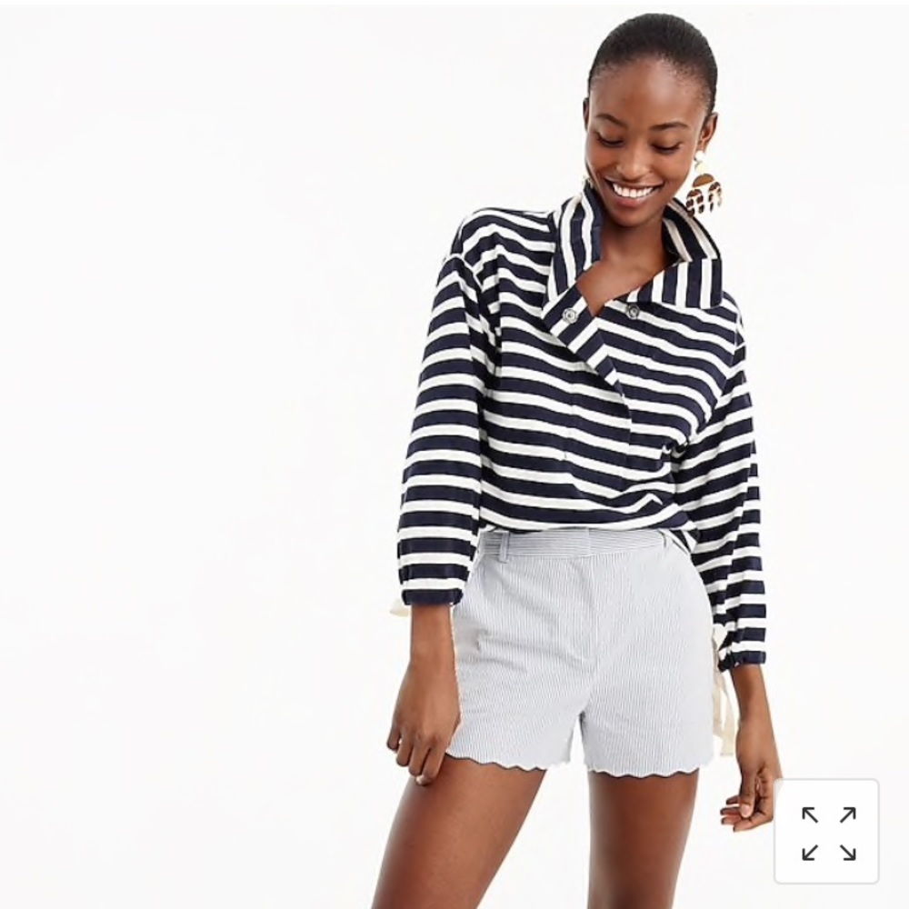 NWT J Crew Striped Snap Neck Top XS